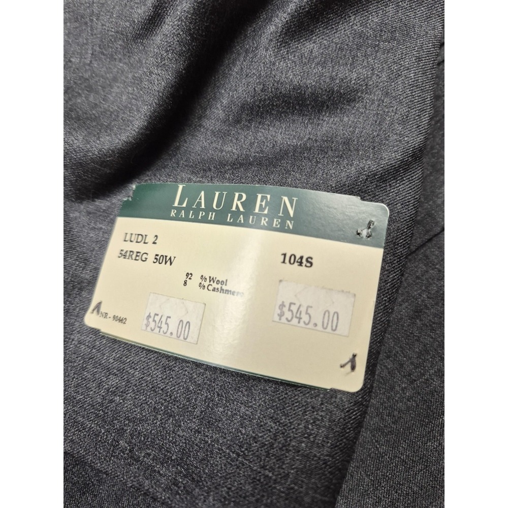 VTG Lauren Ralph Lauren Suit Mens 54 Gray Super 120s Wool Cashmere 2 Piece 50x36 - Picture 5 of 16